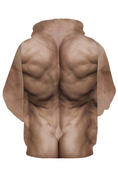 3D Muscle Printed Long Sleeve Loose Hoodie