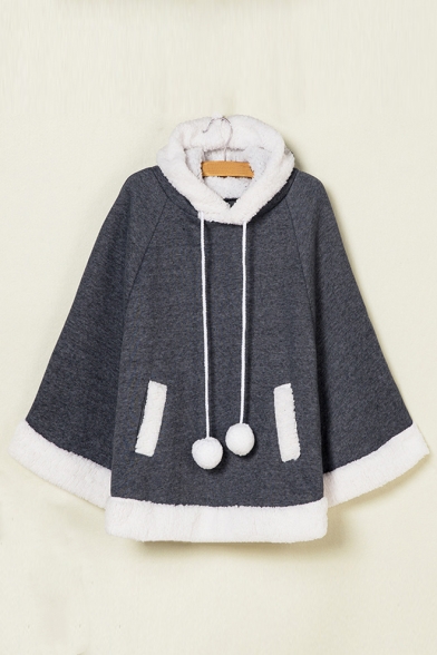 Winter Collection Warm Long Sleeve Loose Hooded Cape