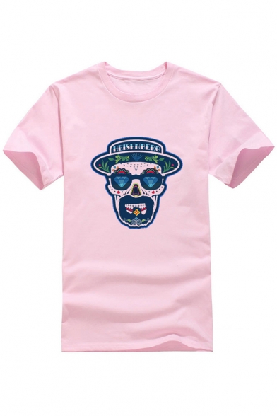 Hat Character Printed Round Neck Short Sleeve Tee