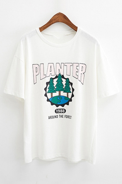 PLANTER Letter Tree Printed Round Neck Short Sleeve Tee