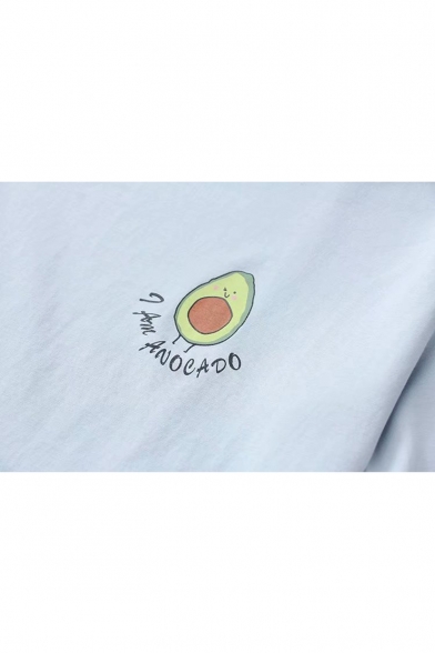 Avocado Letter Printed Round Neck Short Sleeve Loose Tee