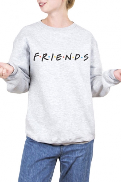 Round Neck Long Sleeve FRIENDS Letter Printed Sweatshirt