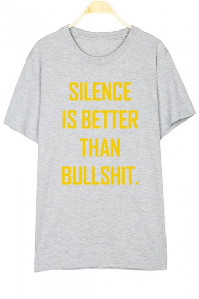 SILENCE Letter Printed Round Neck Short Sleeve Tee