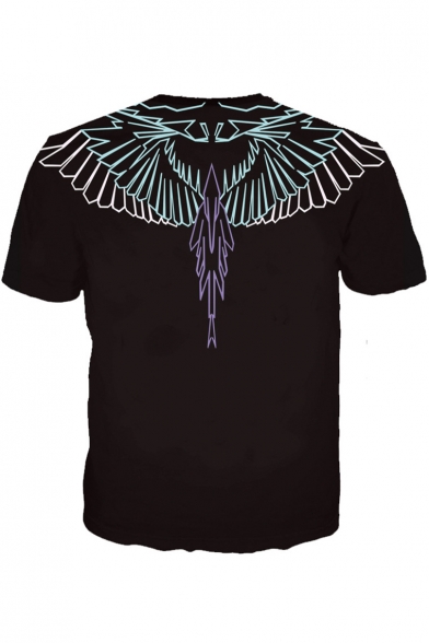 3D Wing Printed Round Neck Short Sleeve Tee