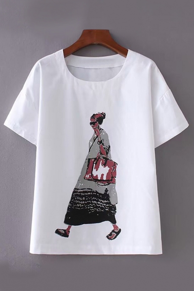 Round Neck Character Printed Short Sleeve Tee