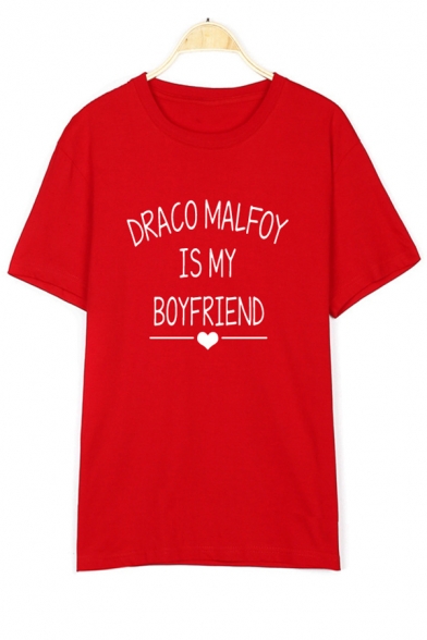 DRACO MALFOY Letter Printed Round Neck Short Sleeve Tee