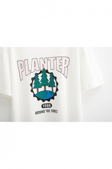 PLANTER Letter Tree Printed Round Neck Short Sleeve Tee
