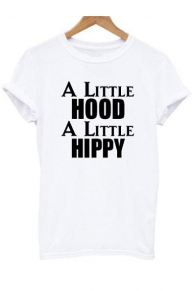 A LITTLE HOOD Letter Printed Round Neck Short Sleeve Tee