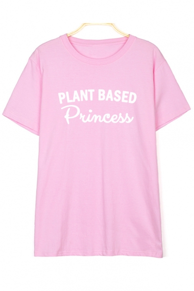 PLANT BASES Letter Printed Round Neck Short Sleeve Tee