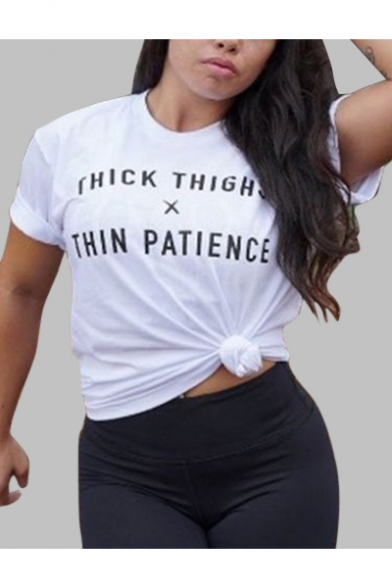 THICK Letter Printed Round Neck Short Sleeve Tee