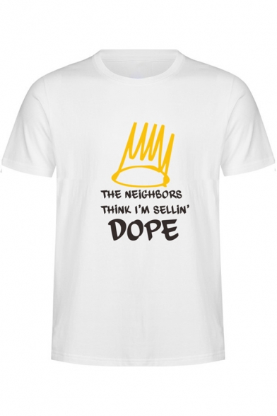 DOPE Letter Graphic Printed Round Neck Short Sleeve Tee