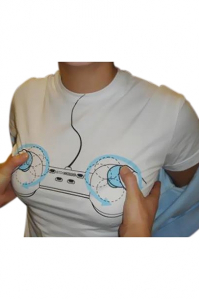 Game Controller Printed Round Neck Short Sleeve Tee