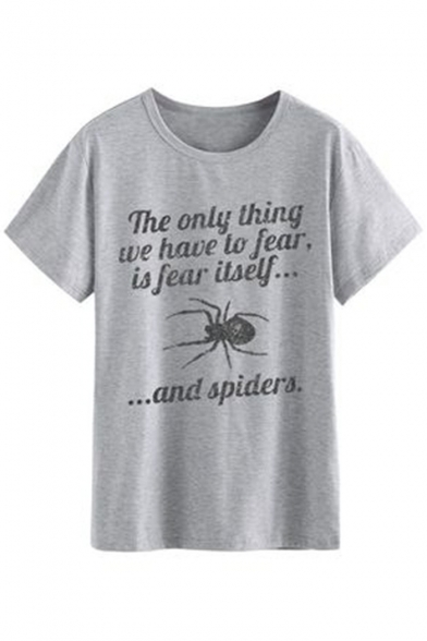 THE ONLY THING Letter Spider Printed Round Neck Short Sleeve Tee