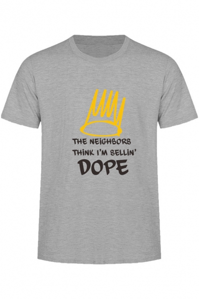 DOPE Letter Graphic Printed Round Neck Short Sleeve Tee