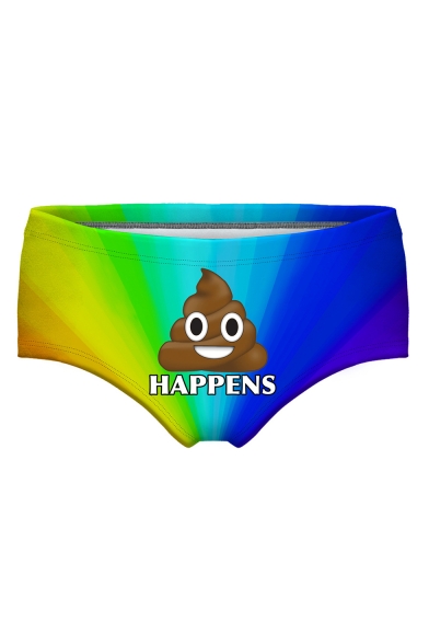 HAPPENS Letter Cartoon Shit Printed Underwear Panty for Women