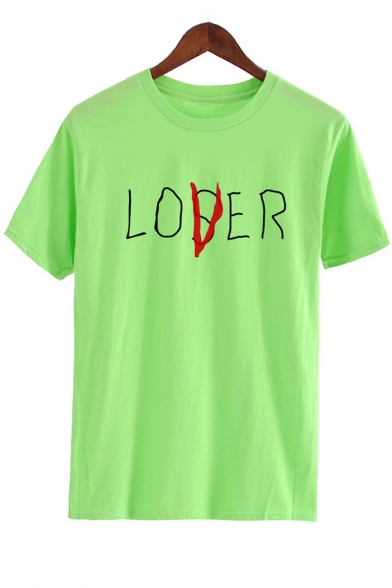LOSER Letter Printed Round Neck Short Sleeve Leisure Tee