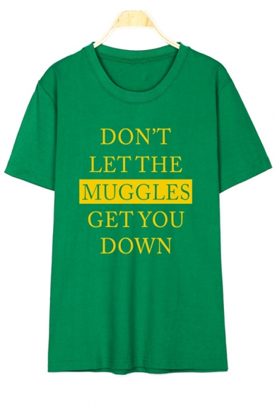 DON'T LET THE MUGGLES Letter Printed Round Neck Short Sleeve Graphic Tee