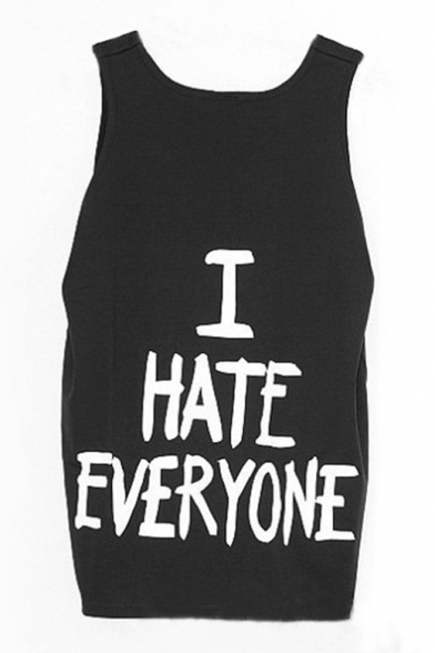 I HATER EVERYONE Letter Printed Round Neck Sleeveless Tank