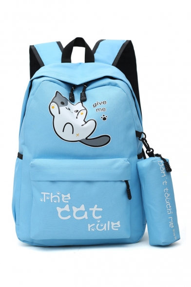 GIVE ME Letter Cat Printed Backpack School Bag