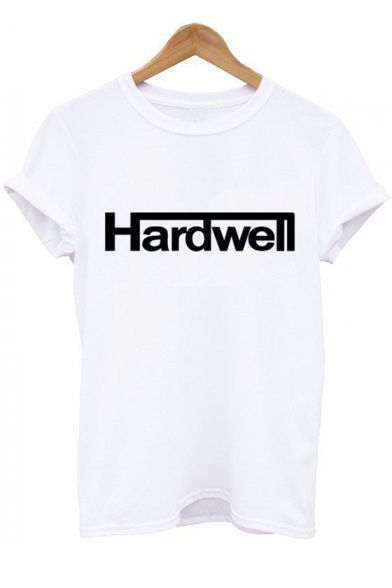 HARD WELL Letter Printed Round Neck Short Sleeve Tee
