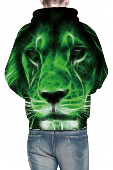 Popular Digital Lion Printed Long Sleeve Loose Hoodie