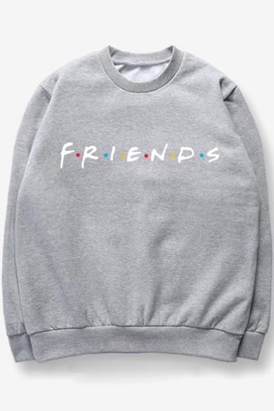 Round Neck FRIENDS Letter Printed Long Sleeve Sweatshirt