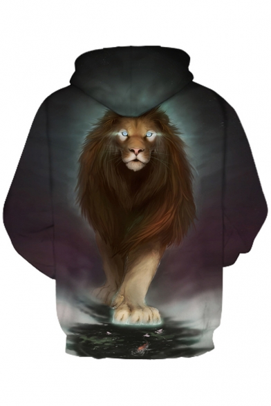 Trendy 3D Lion Printed Long Sleeve Oversize Hoodie