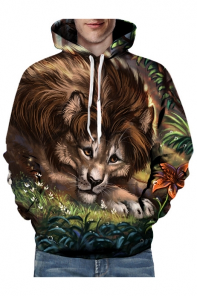3D Cute Lion Printed Long Sleeve Fashion Hoodie