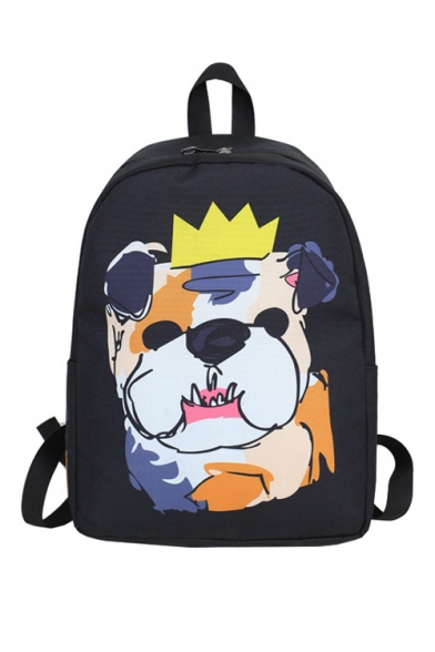 Cartoon Crown Dog Printed Leisure Backpack School Bag