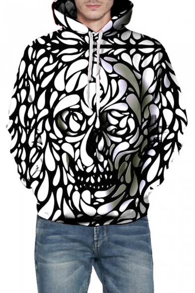 3D Fashion Skull Printed Long Sleeve Trendy Hoodie