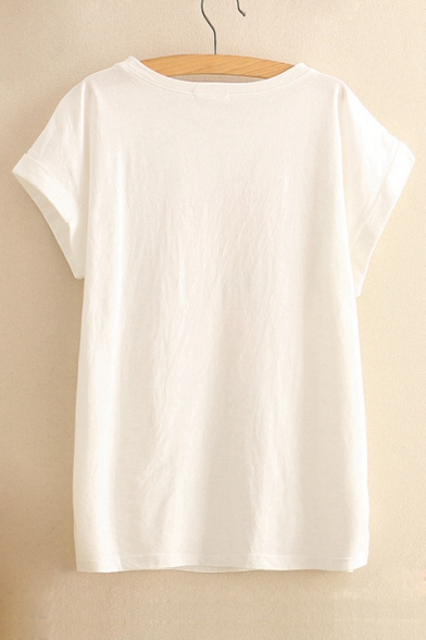 Cat FOR YOU Letter Printed Round Neck Short Sleeve Tee
