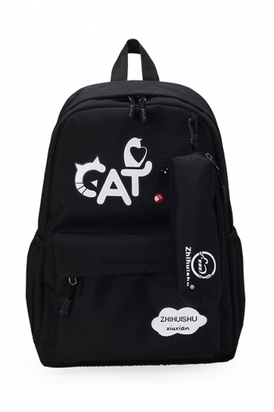 CAT Letter Printed Stylish Backpack School Bag