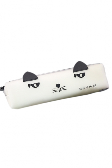 Lovely Letter Cat Printed Zippered Pencil Case