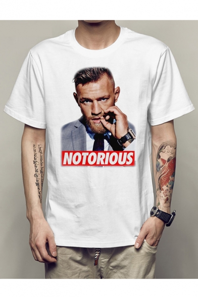 NOTORIOUS Letter Character Printed Round Neck Short Sleeve Tee