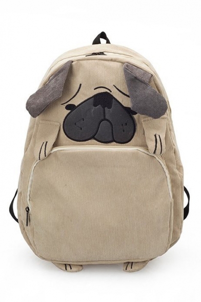 Color Block Animal Pattern Corduroy Cute Backpack Bag