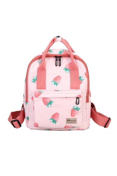 Cute Strawberry Printed Leisure Backpack School Bag