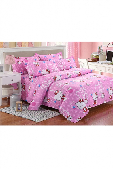 Fashion Cartoon Printed Comfortable Three Pieces Bedding Sets Duvet Cover Set Bed Pillowcase