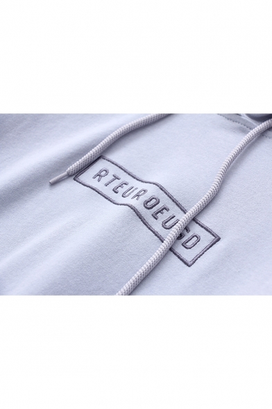 Relaxed Letter Graphic Embroidered Long Sleeve Hoodie
