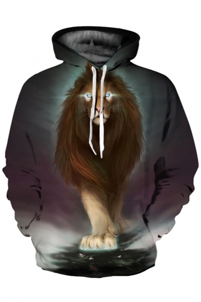 Trendy 3D Lion Printed Long Sleeve Oversize Hoodie