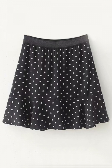 New Fashion Polka Dot Pattern Zipper A-Line Skirt