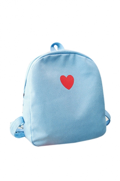 Heart Printed Canvas Backpack School Bag