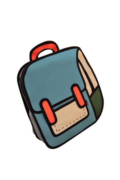 3D Color Block Fashion Backpack School Bag