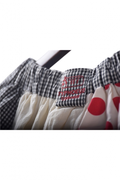 Harajuku Style Ladybird Polka Dot Plaid Print A-Line Skirt