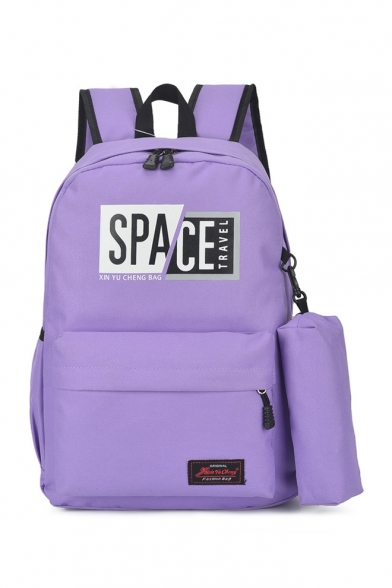 SPACE Letter Printed Backpack School Bag with Large Capacity