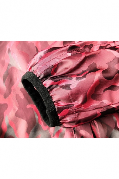 Trendy Camouflage Printed Slim Fit Zip Up Hooded Coat