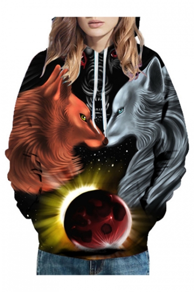 Wolves Planet Printed Long Sleeve Oversize Hoodie