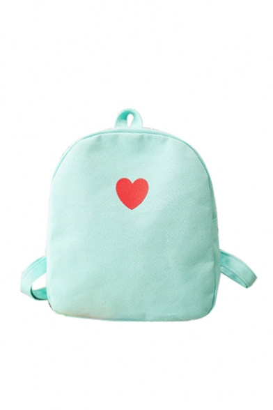 Heart Printed Canvas Backpack School Bag