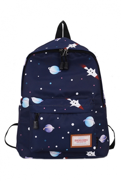 Rocket Planet Printed Chic Backpack School Bag