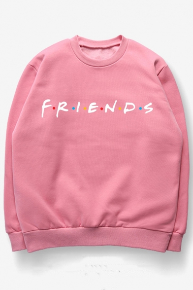 Round Neck FRIENDS Letter Printed Long Sleeve Sweatshirt