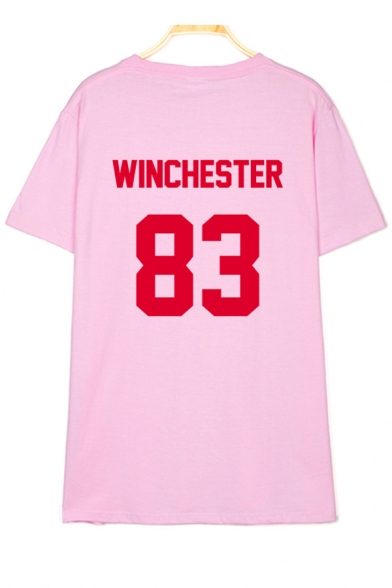 83 WINCHESTER Letter Printed Round Neck Short Sleeve Tee